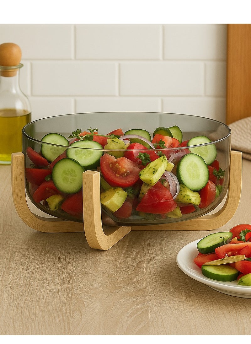 LOFT SALAD BOWL,L28XP28XH14CMS,SMOKY GLASS,NATURAL-173779  - Image 1