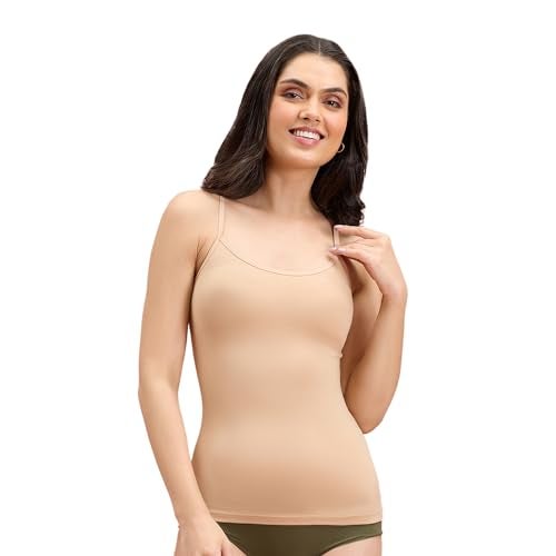 NYKD by Nykaa Women's Camisole | Slip-on, Regular Fit Comfort, Knit Cotton, Solid Elegance- NYC007,Nude,L - Image 1