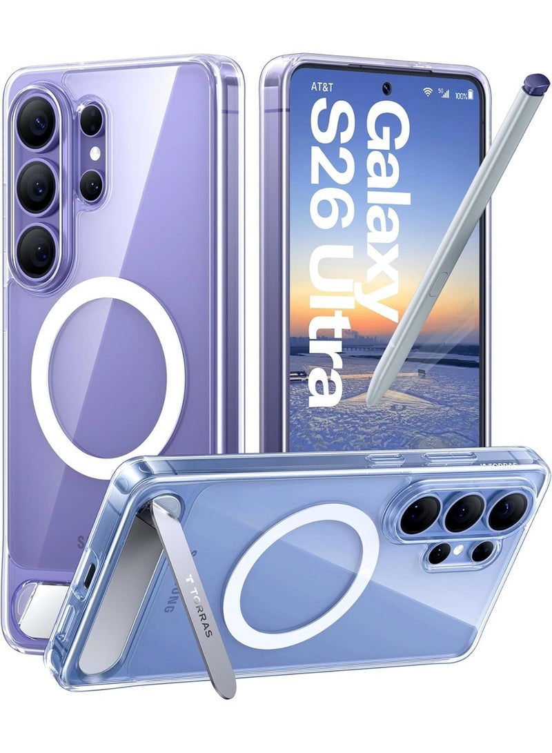 TORRAS Pstand (Ostand L1) Series Case for Samsung Galaxy S26 Ultra, Strong Magnetic & Seamless Stand, Fit for MagSafe, Mil-Grade Drop Protection, Adjustable Kickstand Case with Stand, Anti-Yellowing Diamond, Clear - Image 1
