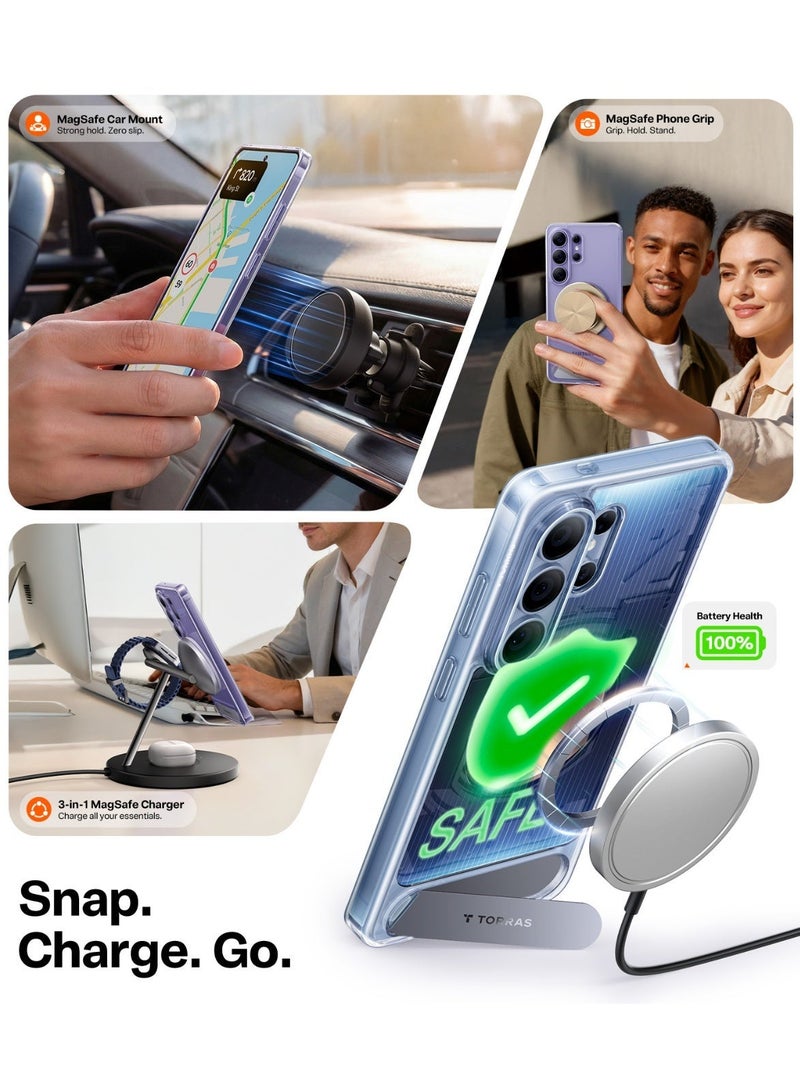 TORRAS Pstand (Ostand L1) Series Case for Samsung Galaxy S26 Ultra, Strong Magnetic & Seamless Stand, Fit for MagSafe, Mil-Grade Drop Protection, Adjustable Kickstand Case with Stand, Anti-Yellowing Diamond, Clear - Image 5
