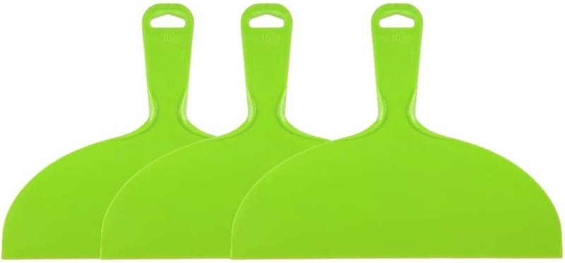 Green Flexible Plastic Putty Knife Scraper 10 Inch Disposable Spreader 3 Pack - Image 1