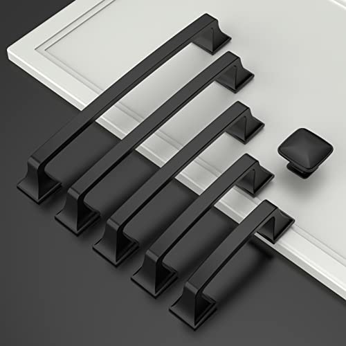 Amerdeco 10 Pack Matte Black 10 Inch(254mm) Hole Centers Kitchen Cabinet Pulls Cabinet Hardware Kitchen Handles for Cabinets Cupboard Handles Drawer Pulls - Image 2
