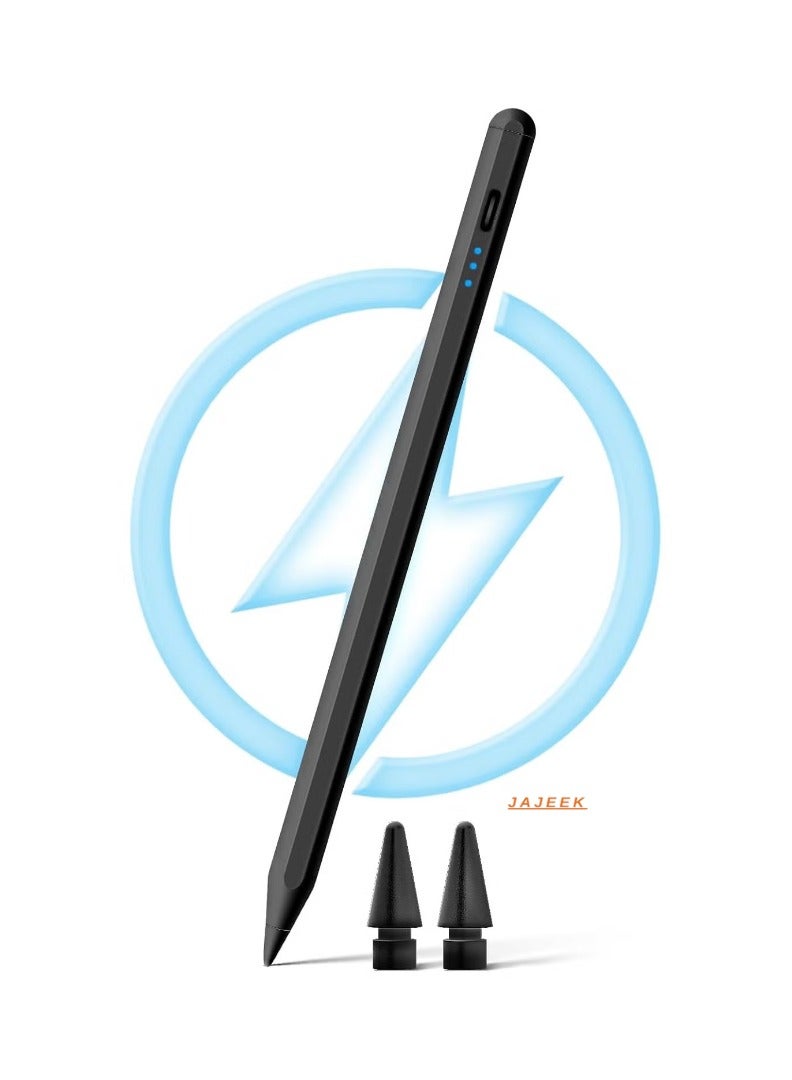 JAJEEK Stylus Pen for iPad 9th & 10th Generation - iPad Pencil 2nd Generation, Fast Charge Active Pencil Compatible with 2018-2024 Apple iPad 6-10th, iPad Pro 11"/12.9"/M4, iPad Air 3/4/5/M2, iPad Mini 5/6 - Black - Image 1