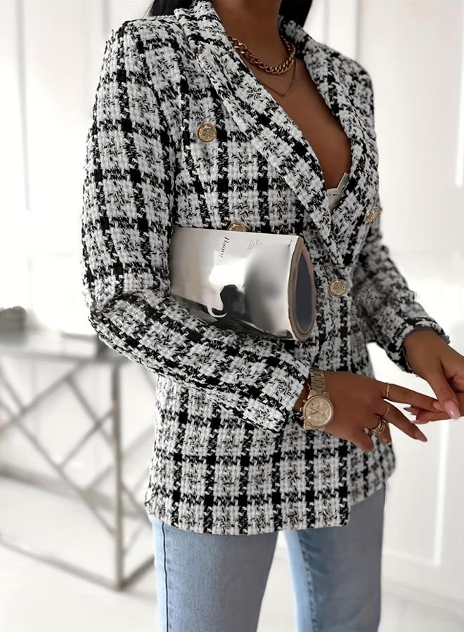 Take Two Checked Tweed Slim Fit Blazer - Image 3