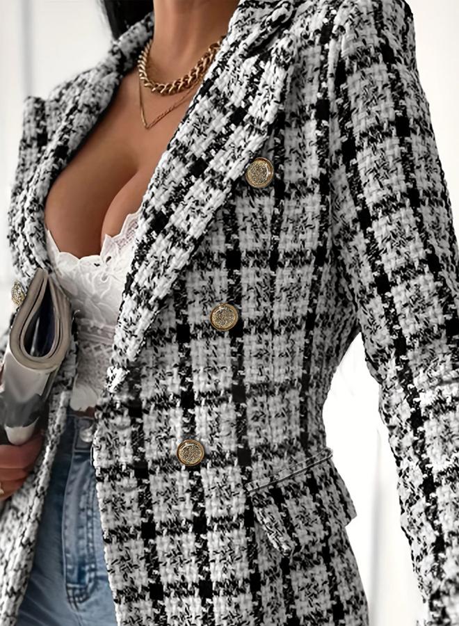 Take Two Checked Tweed Slim Fit Blazer - Image 5