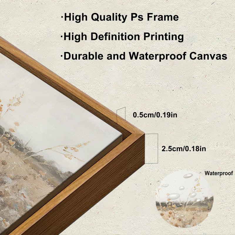 KBKBART Vintage Wall Art Framed  Retro Countryside Autumn Wildflower Field Landscape Canvas Painting Farmhouse Decor Wall Art  Rustic Fall Landscape Bathroom Wall Decor for Bedroom Living Room - Image 3