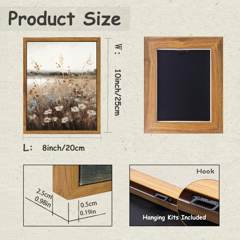 KBKBART Vintage Wall Art Framed  Retro Countryside Autumn Wildflower Field Landscape Canvas Painting Farmhouse Decor Wall Art  Rustic Fall Landscape Bathroom Wall Decor for Bedroom Living Room - Image 2