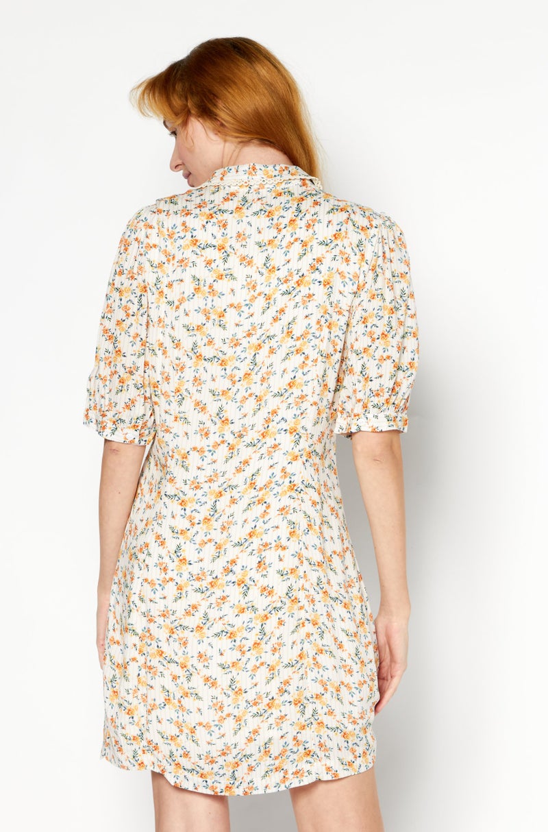 Lost + Wander فستان ميني مزخرف بالورود للنساء، برتقالي - Image 3