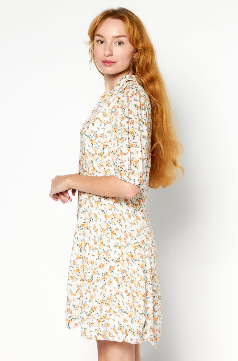 Lost + Wander فستان ميني مزخرف بالورود للنساء، برتقالي - Image 4