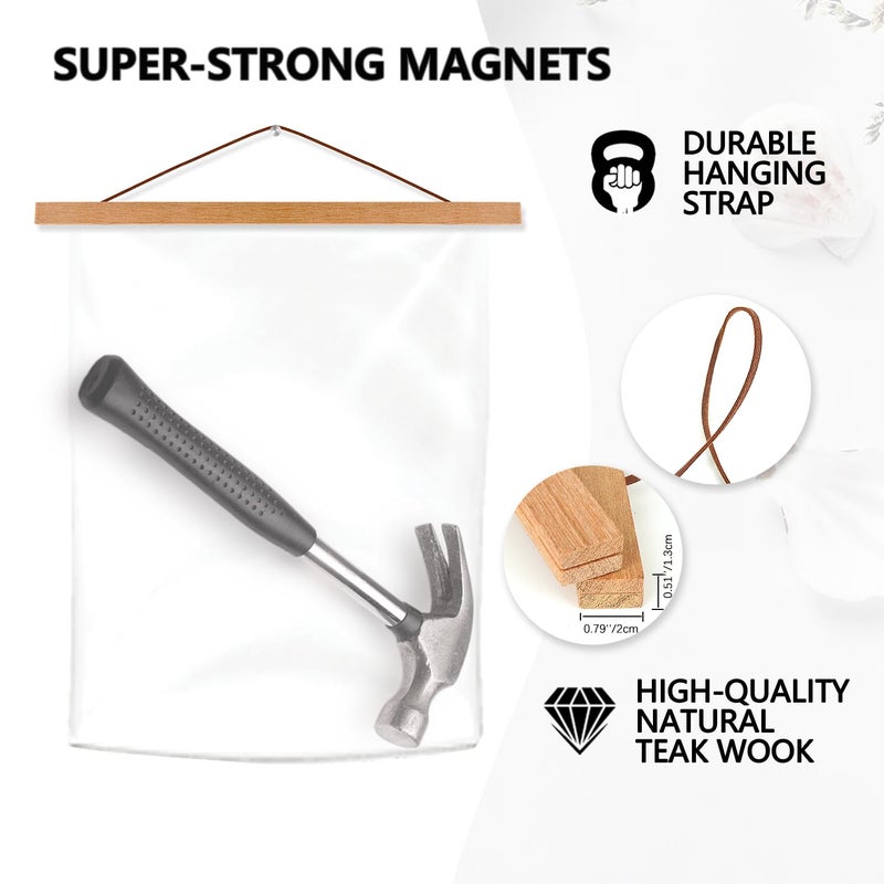 آرت ماج Artmag 4 Pack Magnetic Poster Hanger Frame 9x24 9x12 9x11 Flight Wood Wood Gatter Poster Frame for Maps Canvas Forts Forts Poster Hangers (Teak 9 "" - Image 5