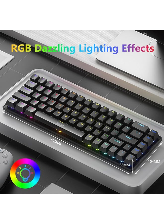 Arabic English 60% Gaming Keyboard 68 Keys Wired Mechanical Keyboard With Rgb Backlit Mini Compact Keyboard For Window/Mac Blue And Red Switches (White Blue Switch) - Image 2