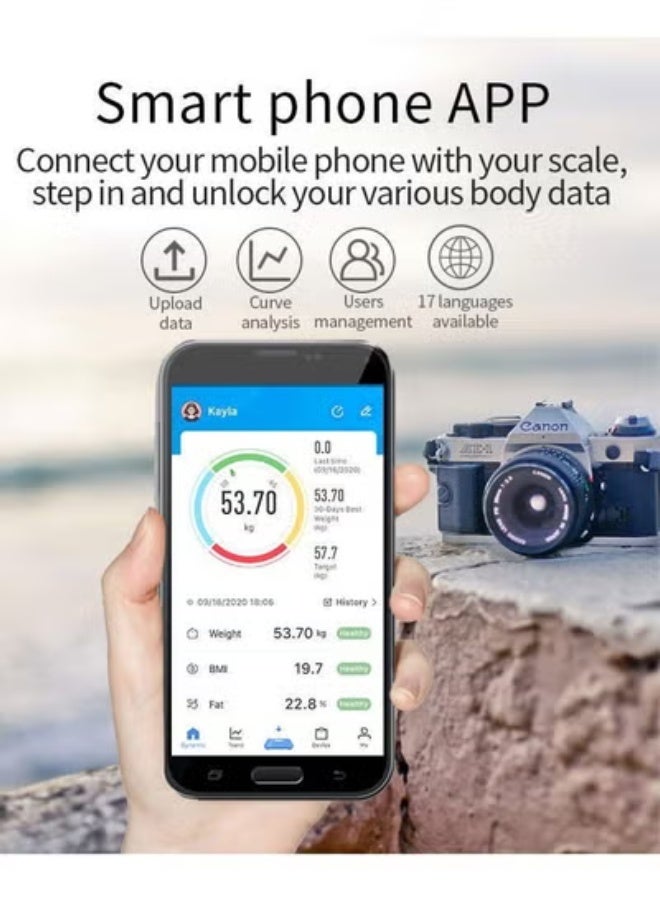 JAJEEK Smart Bluetooth Weight Scale with App – Wireless Digital Body Composition Analyzer for 14 Key Health Metrics (BMI, Body Fat, Weight, Heart Rate) – Smart Scale for Home Fitness & Health Tracking  - Image 2
