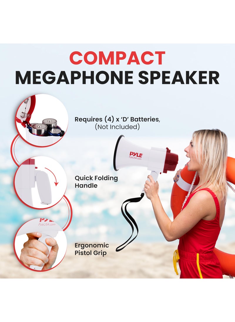 Pyle Pyle Lightweight 30-Watt Megaphone Bullhorn Speaker - Adjustable Volume, Built-in Siren for 800-Yard Range Suitable for Indoor/Outdoor Sports, Cheerleading, and Events (PMP30)  - Image 3
