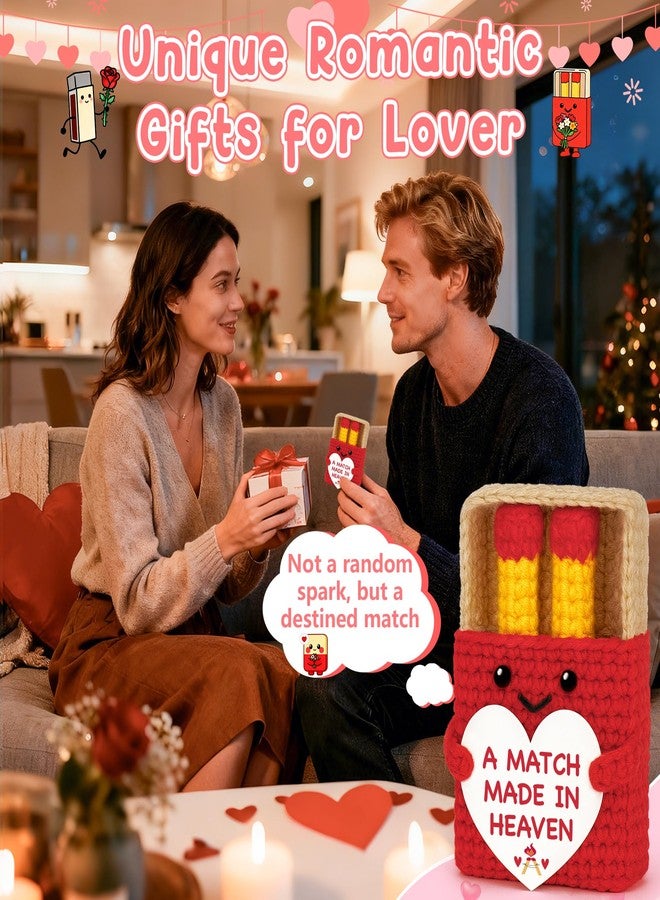 BVXFR Gifts for Wife Girlfriend Valentines Day Romantic Gifts for Boyfriend Husband Anniversary Birthday Gift for Him Her Sweet Day Gift For Couple Fiance Newlyweds A Match Made In Heaven Crochet Doll - Image 5