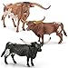 THINKBAY 3PCS 6 Large Farm Texas Longhorn Bull Cow Toys for Toddlers Solid Farm Animals Toys for Kids Realistic Plastic Cow Bull Figurines Cake Toppers Birthday Gift Party Favors for Kids - Image 2