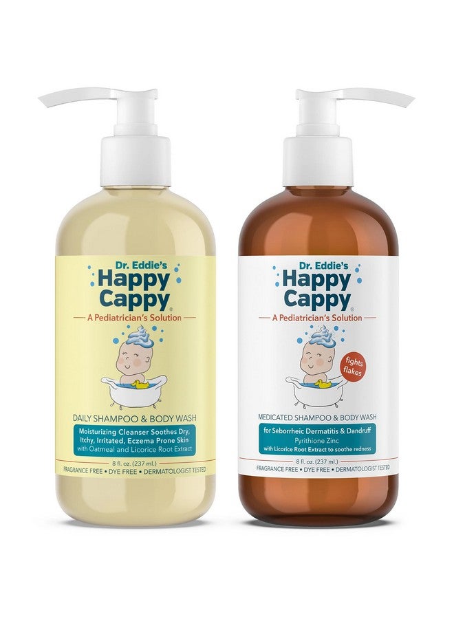 Happy Cappy Daily Medicated Shampoo and Body Wash Bundle - Baby Dandruff Shampoo for Cradle Cap and Seborrheic Dermatitis, Helps Redness, Dermatologist Tested, Fragrance-Free - 2 Pieces - Image 1