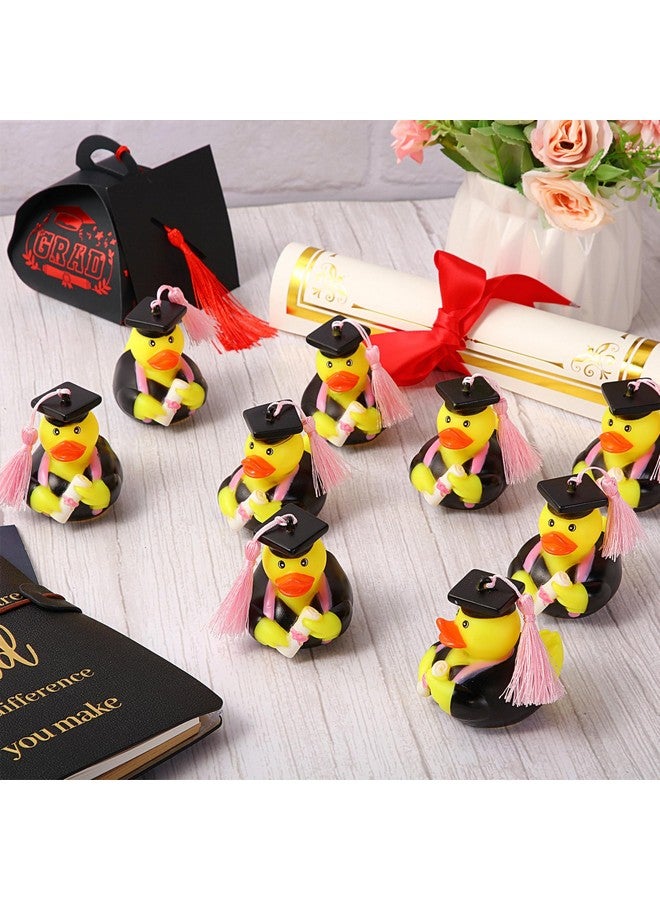 Lewtemi Lewtemi 48 Pcs Graduation Rubber Ducks 2025 Diploma Pink Rubber Ducks Bulk Graduation Party Favors Gifts for Student Bathtub Swimming Pool Theme Party Favors, 2.5 x 2.5 x 2 Inch  - Image 4