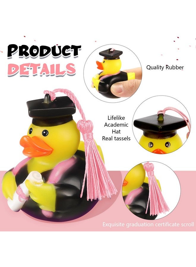 Lewtemi Lewtemi 48 Pcs Graduation Rubber Ducks 2025 Diploma Pink Rubber Ducks Bulk Graduation Party Favors Gifts for Student Bathtub Swimming Pool Theme Party Favors, 2.5 x 2.5 x 2 Inch  - Image 3