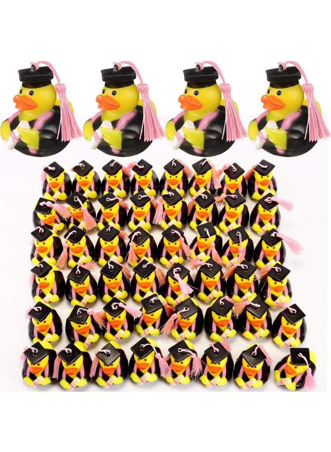 Lewtemi Lewtemi 48 Pcs Graduation Rubber Ducks 2025 Diploma Pink Rubber Ducks Bulk Graduation Party Favors Gifts for Student Bathtub Swimming Pool Theme Party Favors, 2.5 x 2.5 x 2 Inch  - Image 1