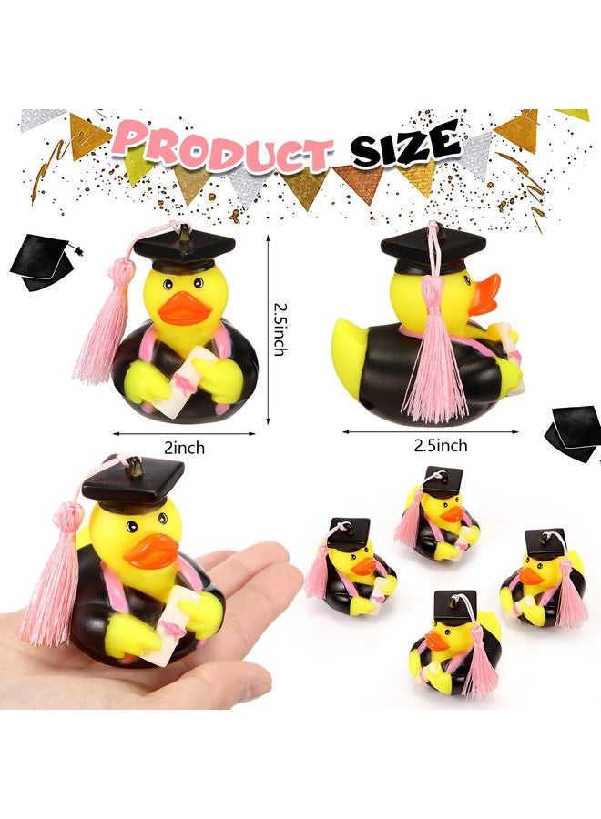 Lewtemi Lewtemi 48 Pcs Graduation Rubber Ducks 2025 Diploma Pink Rubber Ducks Bulk Graduation Party Favors Gifts for Student Bathtub Swimming Pool Theme Party Favors, 2.5 x 2.5 x 2 Inch  - Image 2