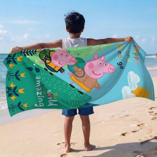 Athom Trendz Athom Living Peppa Pig Kids Bath Towel 350 GSM Cotton, Soft & Quick Dry, Highly Absorbent, Skin-Friendly Fabric, 60x120 cm Standard, Blue, Ideal for Daily Use & Travel - Image 3
