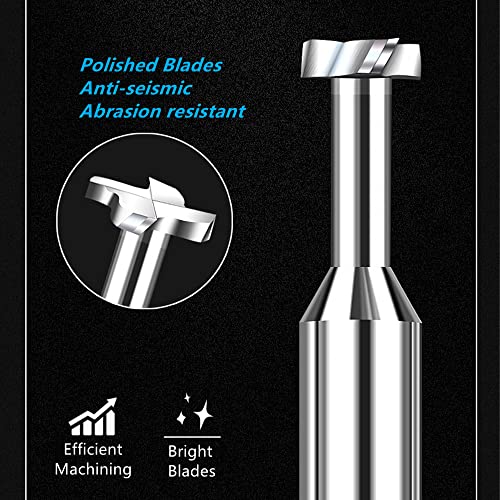 NACX HSS-AL T Slot End Mill Milling Cutter， High-Speed Steel Woodruff Keyseat Cutter, Half Round Keyway Milling Cutter， Straight Shank, 6 Flutes, 10mm x 3mm x 60mm - Image 3