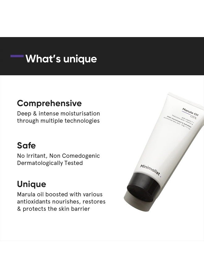 MINIMALIST مرطب وجه بزيت المارولا 5% للبشرة الجافة | مع حمض الهيالورونيك للتغذية العميقة والترطيب | للنساء والرجال | 1.7 أونصة / 50 جرام - Image 3