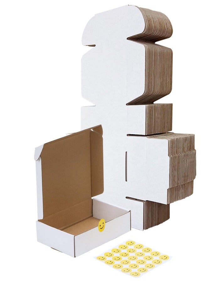 RLAVBL 8x5.5x1.6 Shipping Boxes Set of 25, White Corrugated Cardboard Box for Packing, Mailing, Business - Image 1