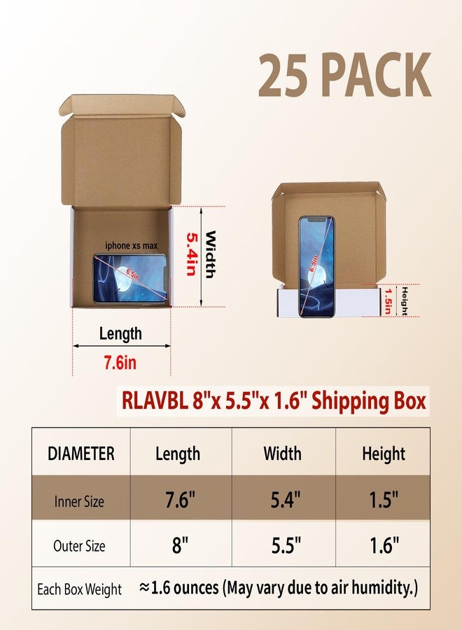 RLAVBL 8x5.5x1.6 Shipping Boxes Set of 25, White Corrugated Cardboard Box for Packing, Mailing, Business - Image 2