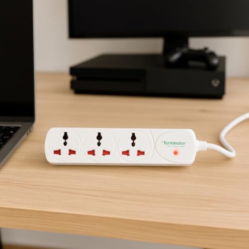 TPB 13A 3-Way Universal Extension Socket 1.5M Cable, LED Indicator, MoIAT Approved, Fire-Retardant ABS Body, 13A Fused UK Plug, Compact Power Strip for Home, Office and Electronics - Image 3