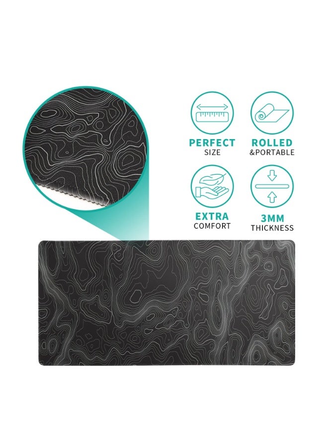 Arabest Black Contour Terrain Long Mouse Pad, Lock Edge Anti Slip Rubber Bottom, Suitable For Gaming And Office Use (700*300*2MM) - Image 5