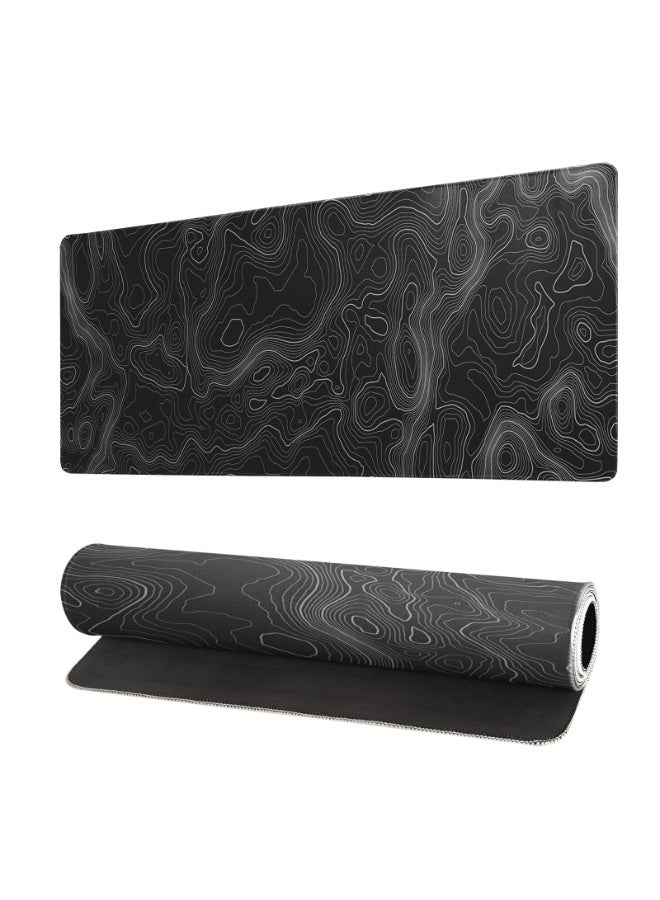 Arabest Black Contour Terrain Long Mouse Pad, Lock Edge Anti Slip Rubber Bottom, Suitable For Gaming And Office Use (700*300*2MM) - Image 1