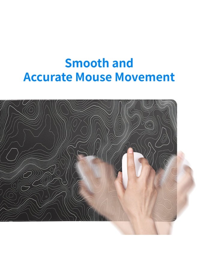 Arabest Black Contour Terrain Long Mouse Pad, Lock Edge Anti Slip Rubber Bottom, Suitable For Gaming And Office Use (700*300*2MM) - Image 3