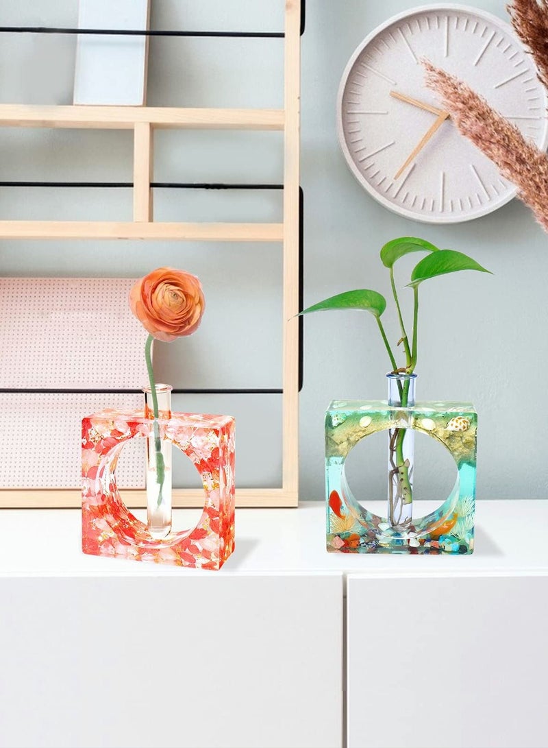 Excefore Resin Mold for Plant Propagation Station Vase Epoxy Molds with 6 Test Tubes Hydroponic Flowers Home Office Desktop Decoration Wedding Decor (2Pcs) - Image 5