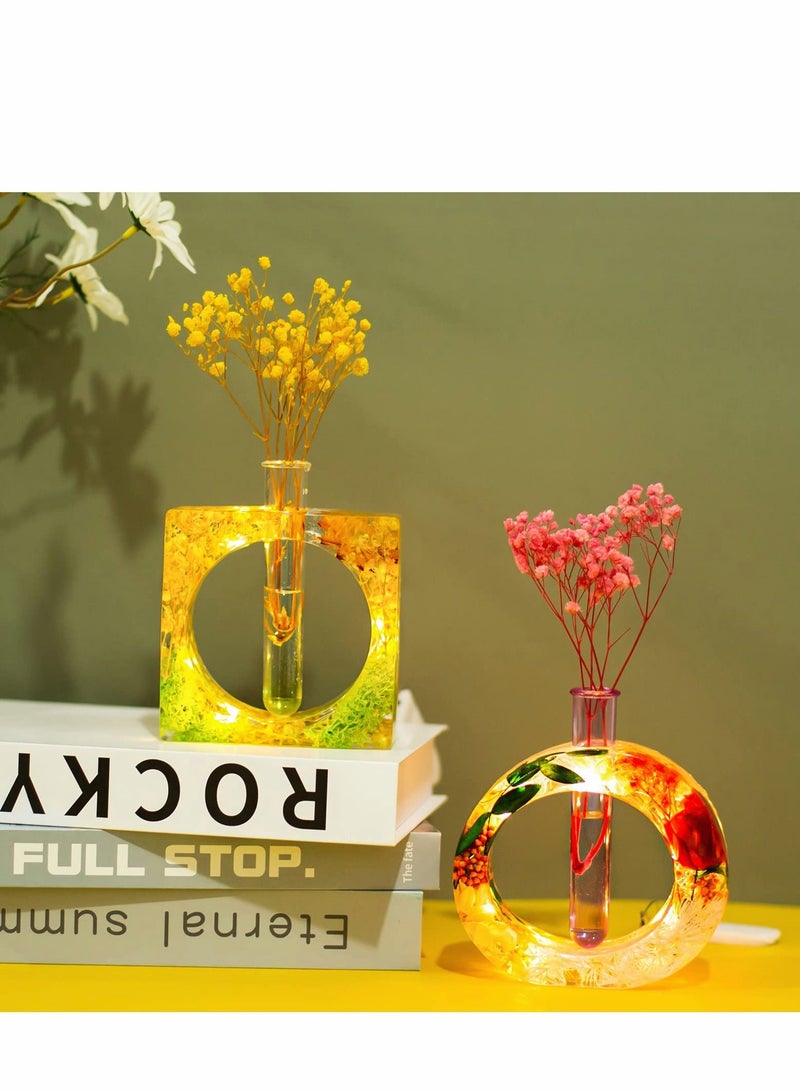 Excefore Resin Mold for Plant Propagation Station Vase Epoxy Molds with 6 Test Tubes Hydroponic Flowers Home Office Desktop Decoration Wedding Decor (2Pcs) - Image 3