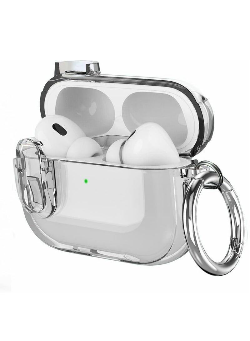 Case for Airpods Pro 2Gen Cover with Lock (2019/2022/2023), Clear Locking Case for Airpod Pro 2 Generation Shockproof Protective Cover (Clear Black) - Image 2