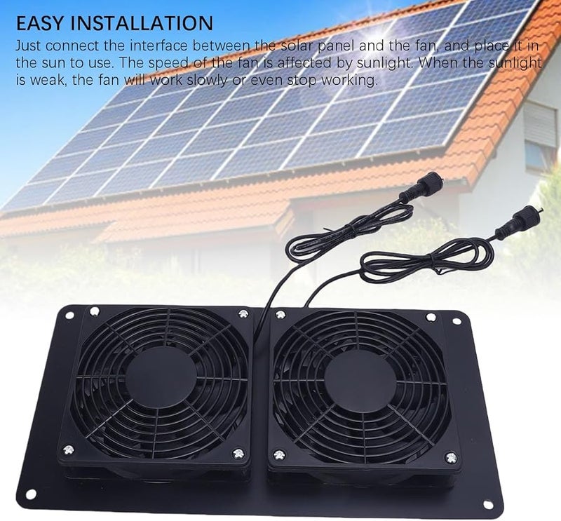12W 18V Solar Panel Dual Exhaust Fan Kit 43 4CFM For Chicken Coop Greenhouse Shed - Image 3