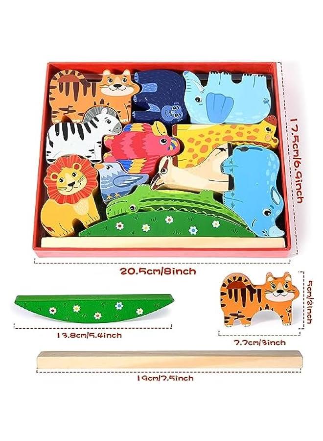 HOOKOR Zoo Animals Wooden Stacking Toys for Toddlers, Cute Stacking Blocks Balance Game Preschool Montessori Educational Toys for 2 3 4 5 Year Old Kids Boys Girls Gifts - Image 5