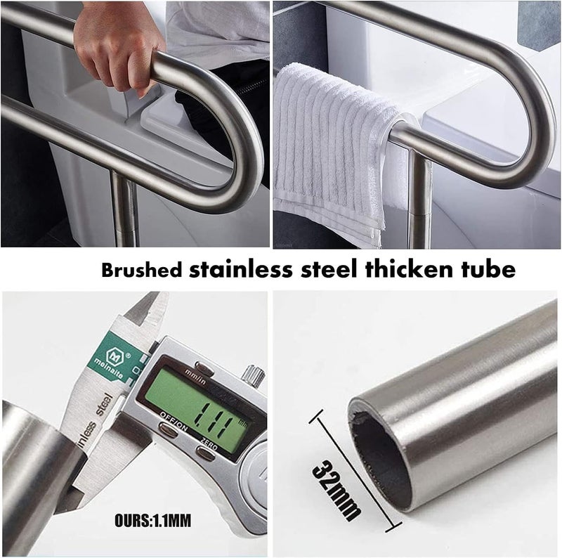 ANATOMIX Wall Mounted U Shaped Stainless Steel Grab Bar Rails 30 Inch Toilet Handrails Safety Handicapped Toilet & Bathroom Handle Support for Senior Citizen Pack of 1 - Image 5