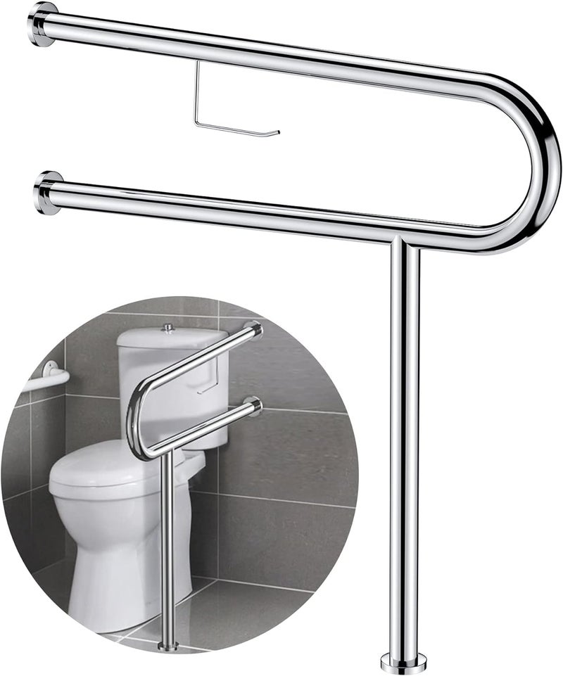 ANATOMIX Wall Mounted U Shaped Stainless Steel Grab Bar Rails 30 Inch Toilet Handrails Safety Handicapped Toilet & Bathroom Handle Support for Senior Citizen Pack of 1 - Image 1