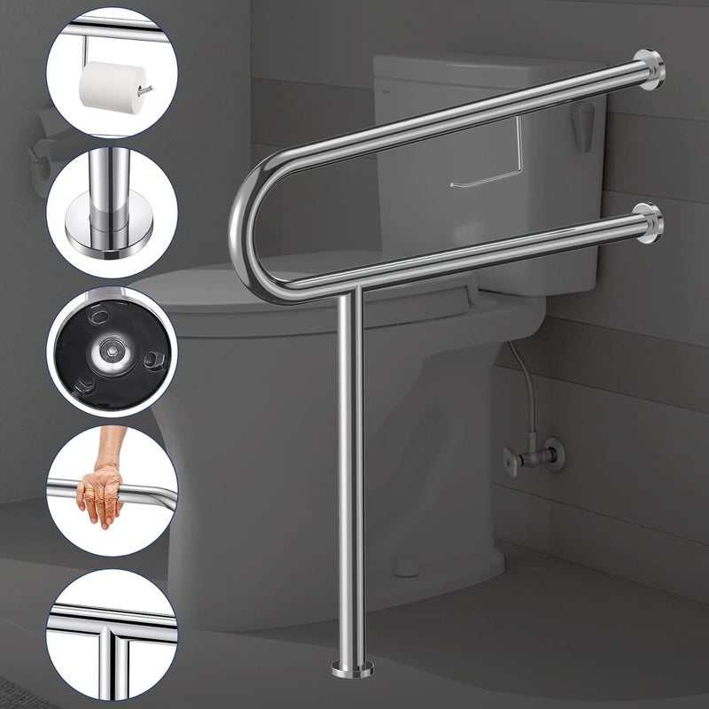 ANATOMIX Wall Mounted U Shaped Stainless Steel Grab Bar Rails 30 Inch Toilet Handrails Safety Handicapped Toilet & Bathroom Handle Support for Senior Citizen Pack of 1 - Image 4