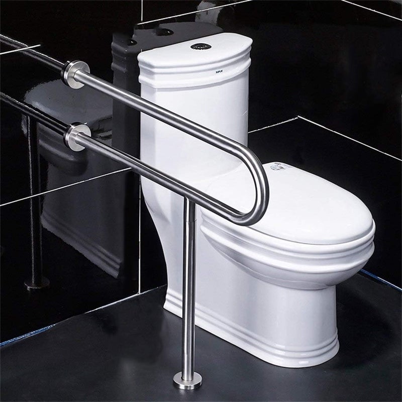 ANATOMIX Wall Mounted U Shaped Stainless Steel Grab Bar Rails 30 Inch Toilet Handrails Safety Handicapped Toilet & Bathroom Handle Support for Senior Citizen Pack of 1 - Image 2