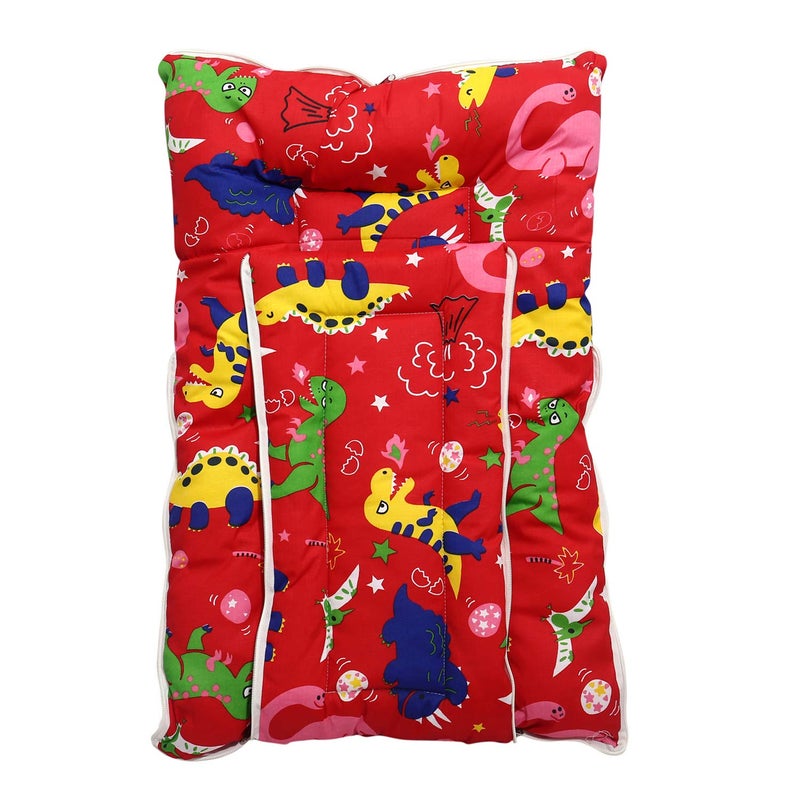 Happy Days Baby 3 in 1 Cotton Baby Carry Bed Cum Sleeping Bag with Zipper Convertible into Flat Bed for New Born Baby- Easy to fold and Carry (0-4 Months) Red Color Nursery Print - Image 3