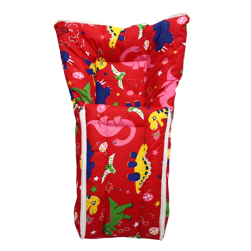 Happy Days Baby 3 in 1 Cotton Baby Carry Bed Cum Sleeping Bag with Zipper Convertible into Flat Bed for New Born Baby- Easy to fold and Carry (0-4 Months) Red Color Nursery Print - Image 2
