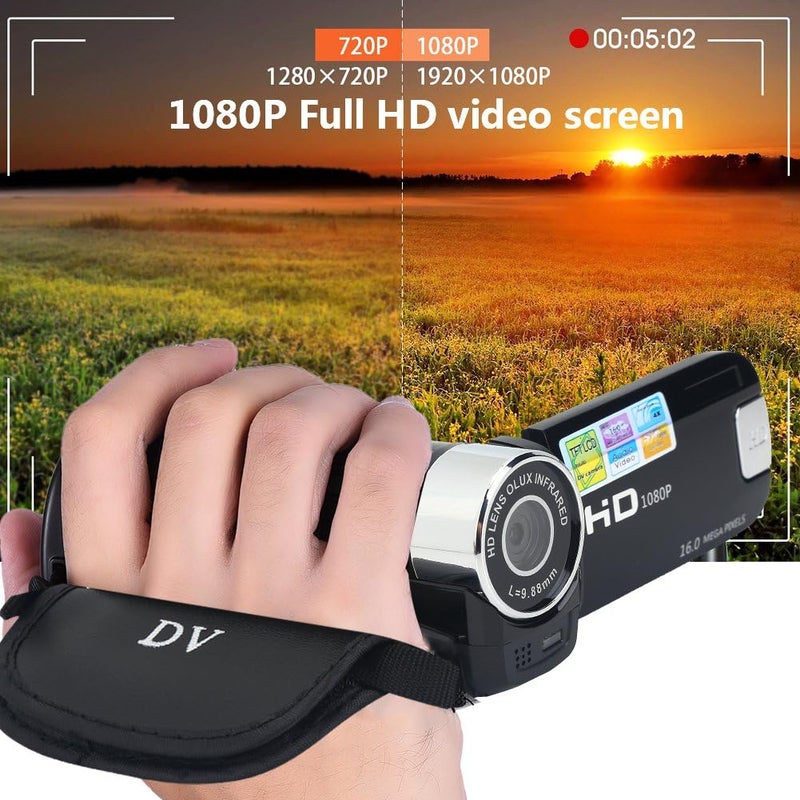 cheekyglo Camera Camcorder, Portable Digital Video Camcorder Handy Camera Full HD 270° Rotation 1080P 16X High Definition Digital Camcorder Video DV Camera Great Gift for Kids(Black) - Image 3