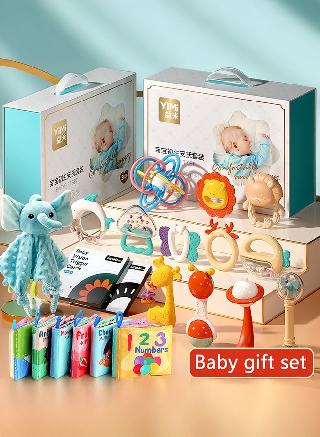 والالا مجموعة من 26 قطعة من خشخيشة الأطفال، ألعاب التسنين، خشخيشة الإمساك والدوران، صندوق هدايا مهدئ لليد، مجموعة ألعاب تعليمية في مرحلة الطفولة المبكرة للأولاد والبنات، هدايا مونتيسوري مناسبة للجنسين - Image 1