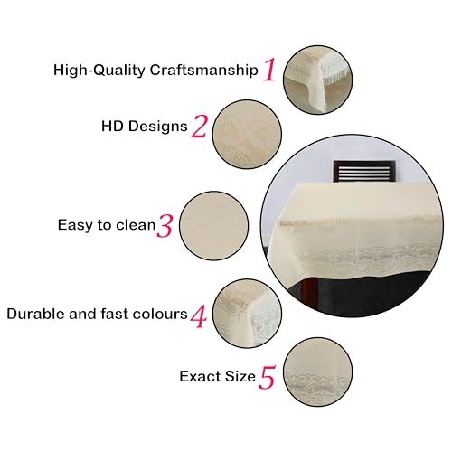 Homerz Premium Center Table Cloth, Cotton Table Linen, Royal and Durable Cover (Jhallar Cream, 40x60 inch- Center Table) - Image 3