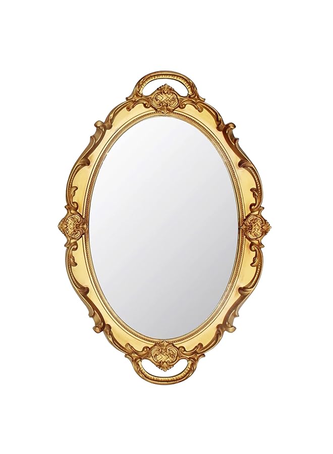 erorex Oval Antique Decorative Wall Mirror Vintage Hanging Mirror Living Room Dresser Decor Wall Mounted Mirror Elegant European Wall Hanging Dressing Mirror Decor For Bathroom Bedroom - Image 1