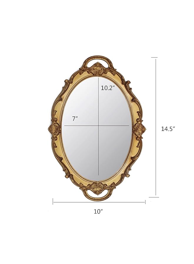 erorex Oval Antique Decorative Wall Mirror Vintage Hanging Mirror Living Room Dresser Decor Wall Mounted Mirror Elegant European Wall Hanging Dressing Mirror Decor For Bathroom Bedroom - Image 5