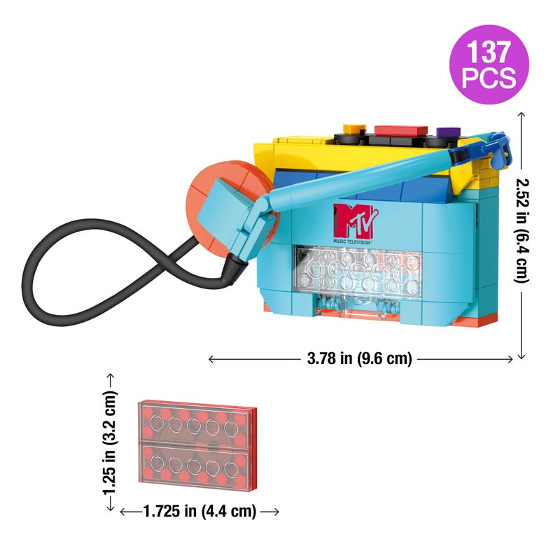 Brickcraft MTV Walkman Cassette Player Brick Building Set, Retro 80s Music Collectible Model with Headphones, Display Desk Toy Gift for Fans, Teens and Adults, Officially Licensed Home Office Art Toys - Image 3